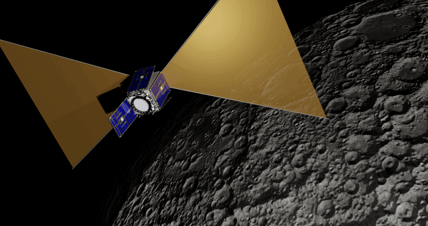An artist’s impression of a spacecraft orbiting the moon